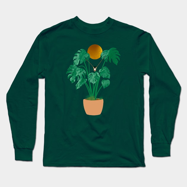 Monstera woman Long Sleeve T-Shirt by Miruna Mares